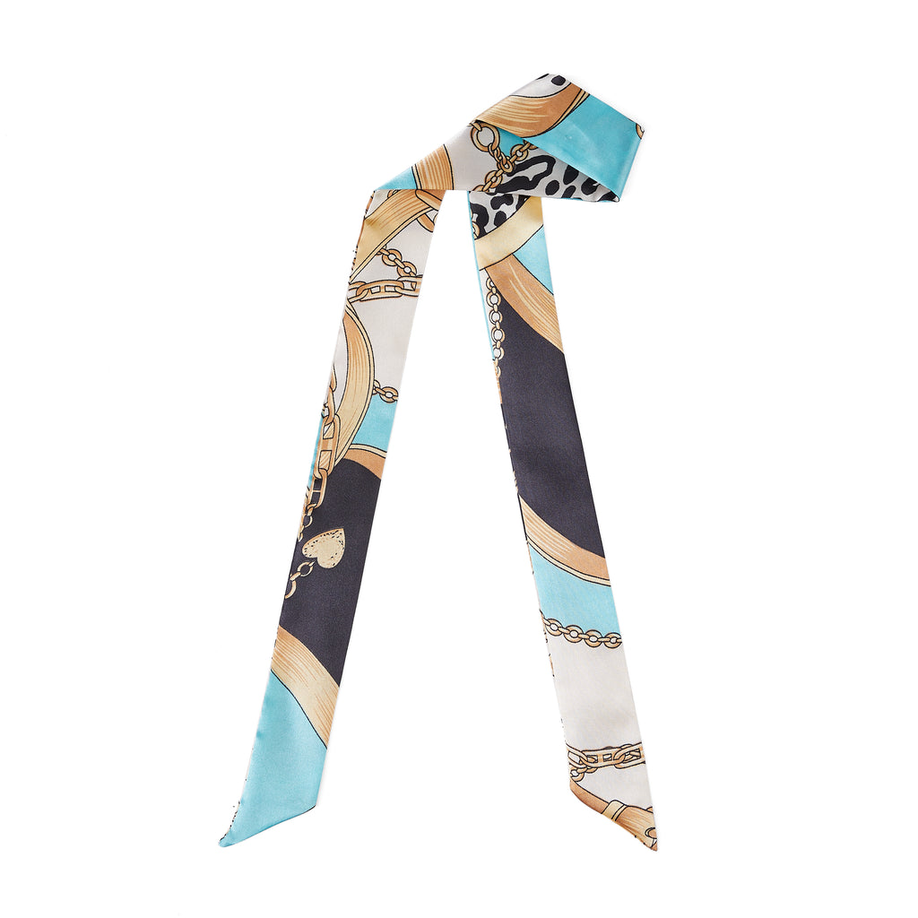 designer bag with scarf]